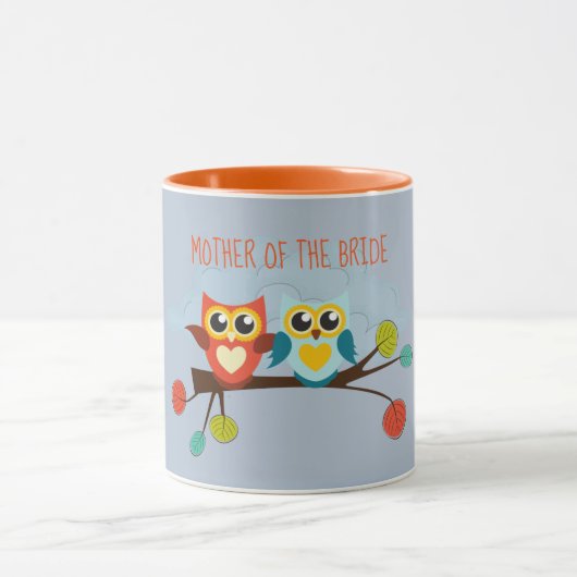 Cute OWLS Themed Wedding Blue Orange Tasse (Zentrum)