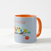 Cute OWLS Themed Wedding Blue Orange Tasse (VorderseiteRechts)