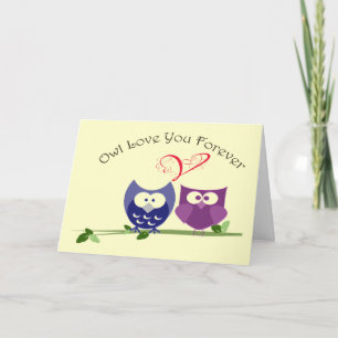 Cute Owls Valentine Greeting Card Feiertagskarte
