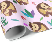 Cute Owls Valentine's Day Wrapping Paper Geschenkpapier (Rolleneckpunkt)