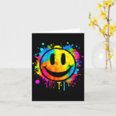 Cute Paint Splash Happy Smile Face 70s Tie Dye Smi Karte (Gelbe Blume)