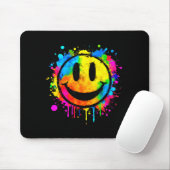 Cute Paint Splash Happy Smile Face 70s Tie Dye Smi Mousepad (Mit Mouse)