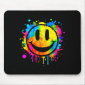 Cute Paint Splash Happy Smile Face 70s Tie Dye Smi Mousepad (Vorne)