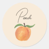 Cute Painted Peach Fruit Illustration Runder Aufkleber (Vorderseite)