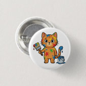 Cute Painter Cat Button (Vorne & Hinten)