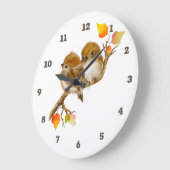 Cute Pair of Sparrow Birds Wall Clock Große Wanduhr (Winkel)