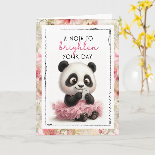 Cute Panda A Note To Brighten Your Day Karte (Gelbe Blume)