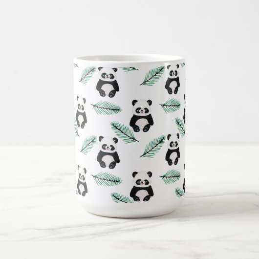 Cute panda and palm leaf pattern kaffeetasse (Mittel)