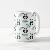 Cute panda and palm leaf pattern kaffeetasse (VorderseiteRechts)