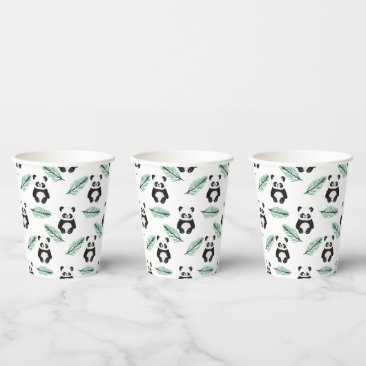 Cute panda and palm leaf pattern pappbecher (Multi)