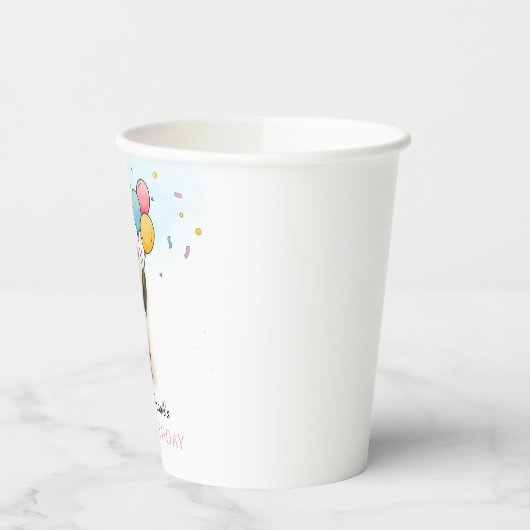 Cute Panda Balloon 1st Birthday Party Paper Cups Pappbecher (Links)