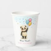 Cute Panda Balloon 1st Birthday Party Paper Cups Pappbecher (Vorderseite)