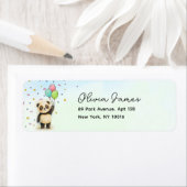 Cute Panda Balloon 1st Birthday Return Labels (Insitu)