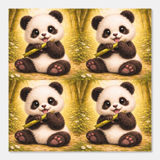 Cute Panda Bamboo Pattern Wallpaper Nursery Tapete (Vorderseite)