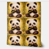 Cute Panda Bamboo Pattern Wallpaper Nursery Tapete (Abrollen)