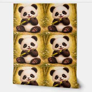 Cute Panda Bamboo Pattern Wallpaper Nursery Tapete