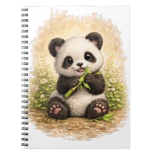 Cute Panda Bamboo Spiral Notebook Kawaii Notizblock (Vorderseite)