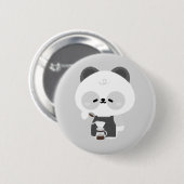 Cute Panda Barista Button (Vorne & Hinten)