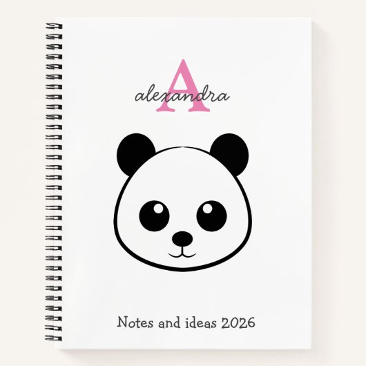 Cute Panda Bear 2026 Notebook – Personalized Notizblock (Vorderseite)