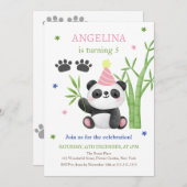 Cute Panda Bear Bamboo Birthday Einladung (Vorne/Hinten)