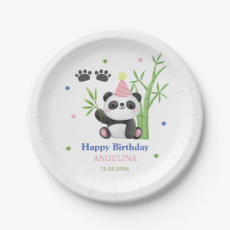 Cute Panda Bear Bamboo Birthday  Pappteller
