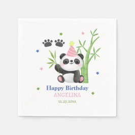 Cute Panda Bear Bamboo Birthday Serviette