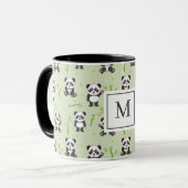Cute Panda Bear Bamboo Kawaii Animals Monogram Tasse (Vorderseite Links)