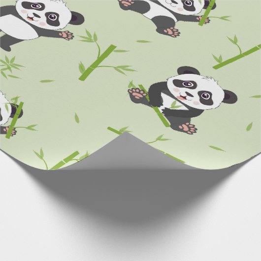Cute Panda Bear Bamboo Kawaii Animals Pattern Geschenkpapier (Ecke)