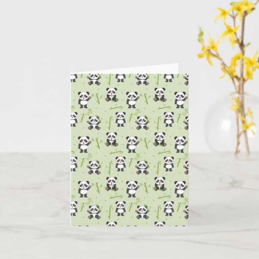 Cute Panda Bear Bamboo Kawaii Animals Pattern Karte (Gelbe Blume)