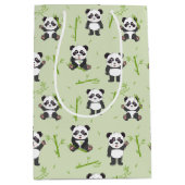 Cute Panda Bear Bamboo Kawaii Animals Pattern Mittlere Geschenktüte (Vorderseite)