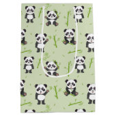 Cute Panda Bear Bamboo Kawaii Animals Pattern Mittlere Geschenktüte (Rückseite)