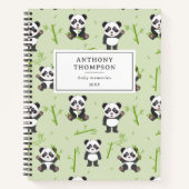 Cute Panda Bear Bamboo Kawaii Animals Pattern Notizblock (Vorderseite)