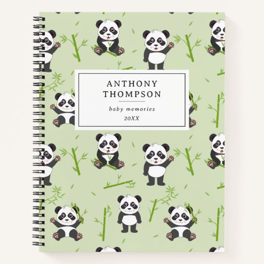 Cute Panda Bear Bamboo Kawaii Animals Pattern Notizblock (Vorderseite)