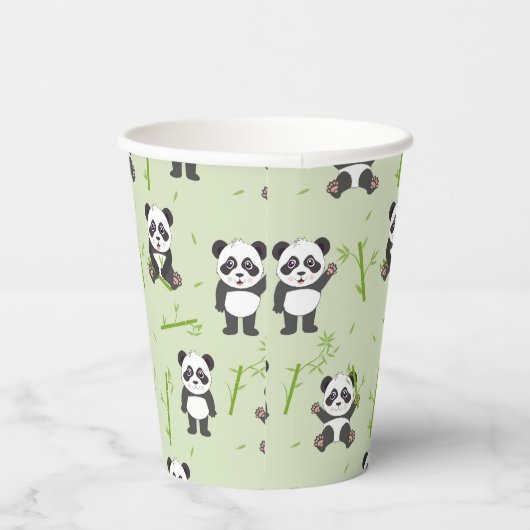 Cute Panda Bear Bamboo Kawaii Animals Pattern Pappbecher (Rechts)