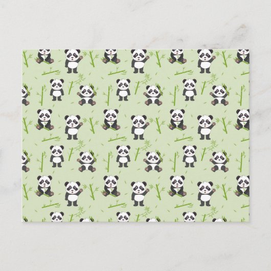 Cute Panda Bear Bamboo Kawaii Animals Pattern Postkarte (Vorderseite)