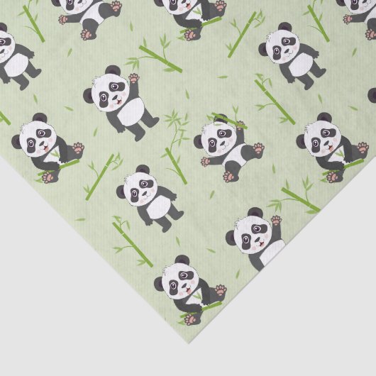 Cute Panda Bear Bamboo Kawaii Animals Pattern Seidenpapier (Ausschnitt)