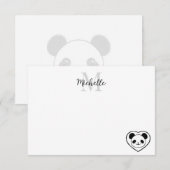 Cute Panda Bear Cartoon  Custom Monogram Mitteilungskarte (Vorne/Hinten)