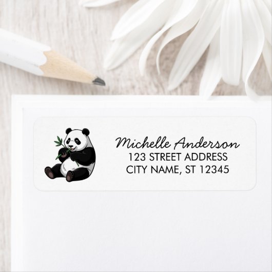 Cute Panda Bear Greenery Bamboo Return Address     (Insitu)