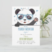 Cute Panda Bear Kawaii Boy Birthday Party Einladung (Stehend Vorderseite)