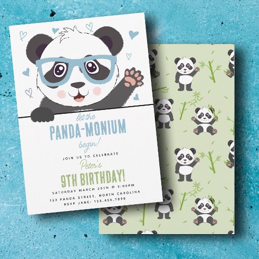 Cute Panda Bear Kawaii Boy Birthday Party Einladung