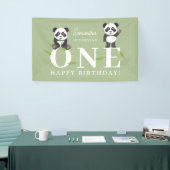 Cute Panda Bear Kawaii Kids First One Birthday Banner (Messeveranstaltung)
