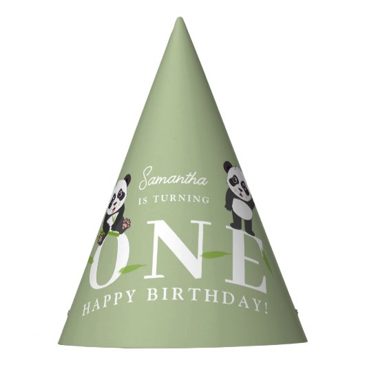 Cute Panda Bear Kawaii Kids First One Birthday Partyhütchen (Vorderseite)