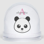 Cute Panda Bear Monogram Snow Globe – Personalized Schneekugeln (Vorderseite)