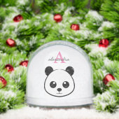 Cute Panda Bear Monogram Snow Globe – Personalized Schneekugeln (Weihnachten)