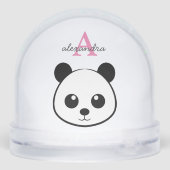 Cute Panda Bear Monogram Snow Globe – Personalized Schneekugeln (Rückseite)