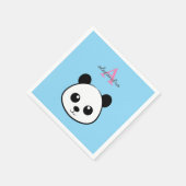 Cute Panda Bear Napkins – Personalized Monogram  Serviette (Ecke)