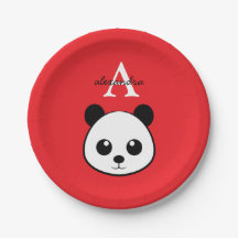 Cute Panda Bear Paper Plates – Personalized 