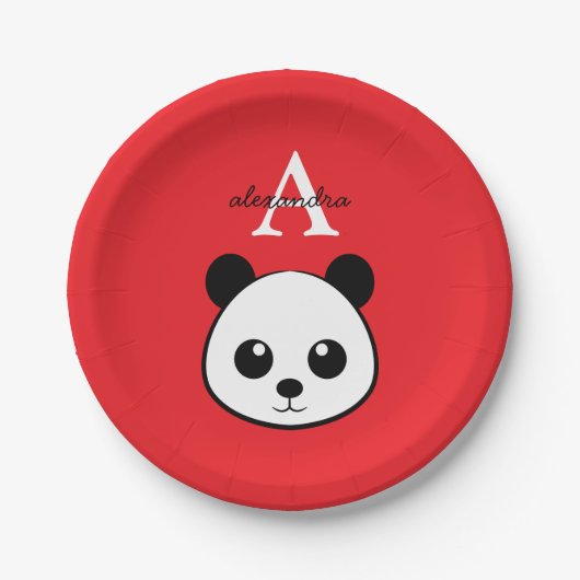 Cute Panda Bear Paper Plates – Personalized Pappteller (Vorderseite)