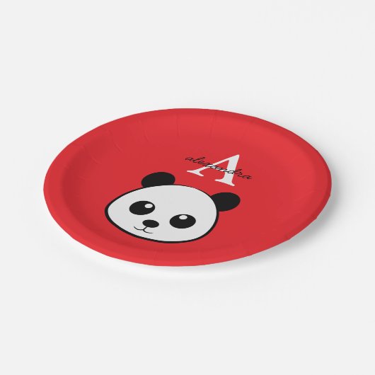 Cute Panda Bear Paper Plates – Personalized Pappteller (Schrägansicht)