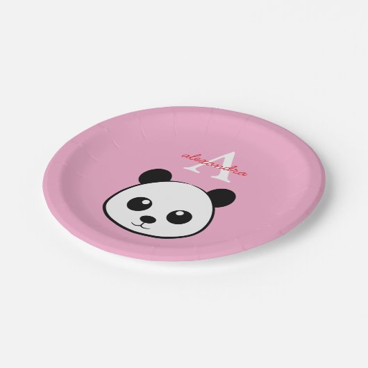 Cute Panda Bear Paper Plates – Personalized  Pappteller (Schrägansicht)